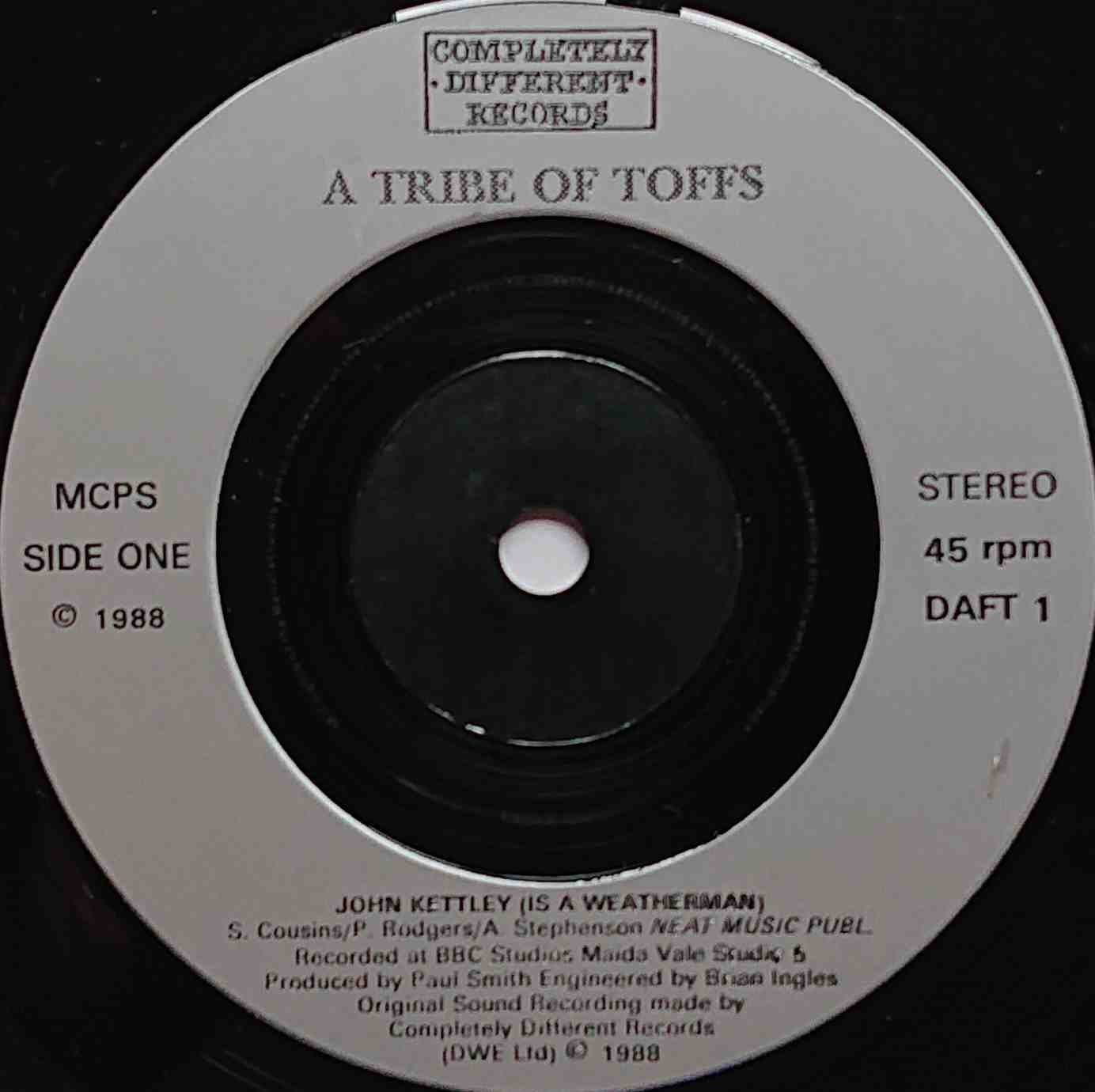 DAFT 1 John Kettley (Is a weather man) A tribe of toft  Label